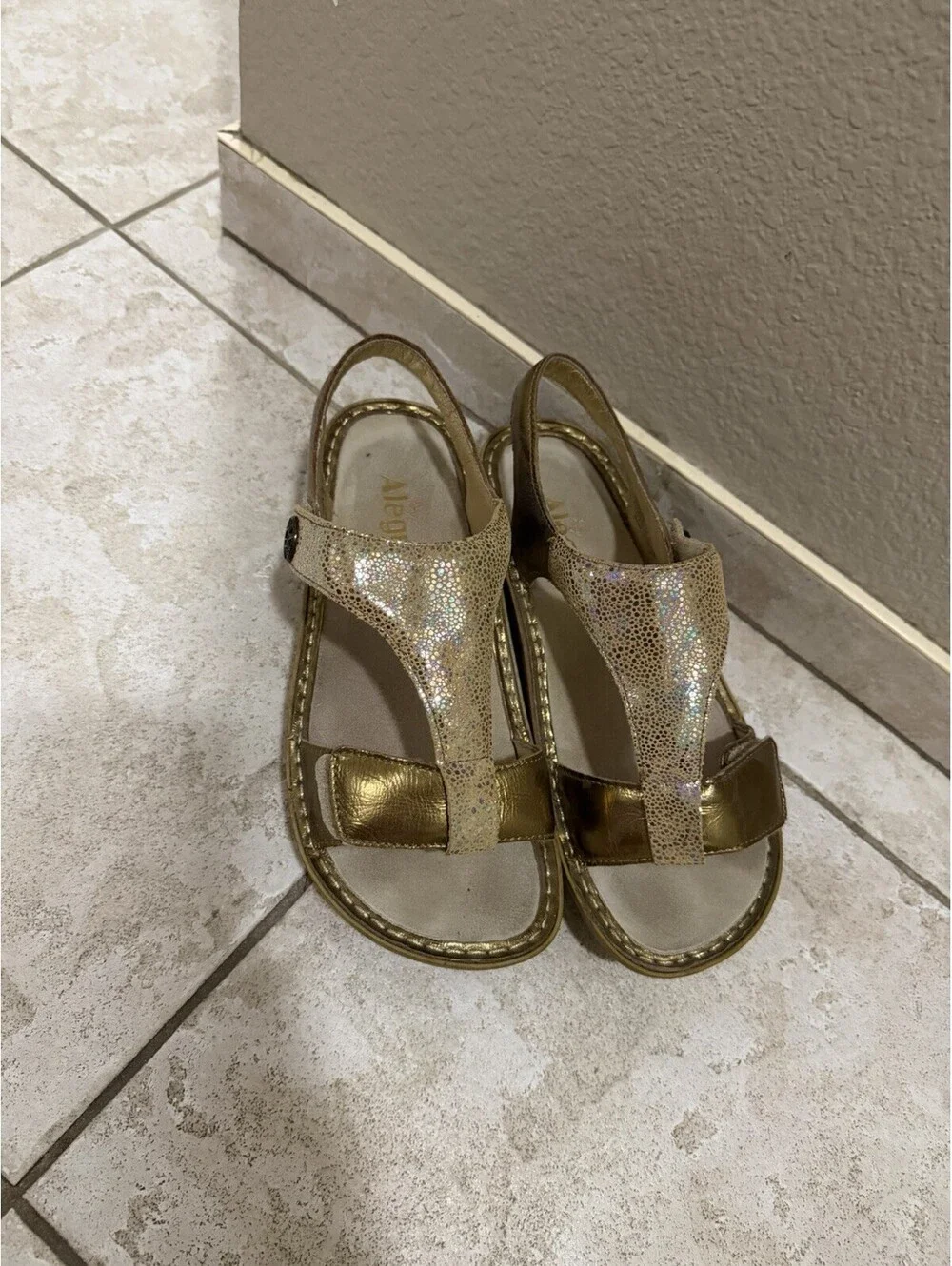 Alegria Gold Sandals Size 39
